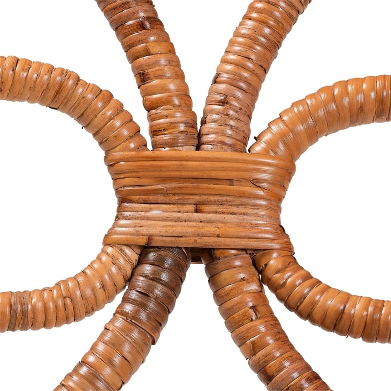 bali & pari Wade 5-Piece Rattan Dining Set Round Wicker Table Light Honey
