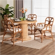 bali & pari Wade 5-Piece Rattan Dining Set Round Wicker Table Light Honey
