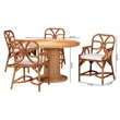 bali & pari Wade 5-Piece Rattan Dining Set Round Wicker Table Light Honey
