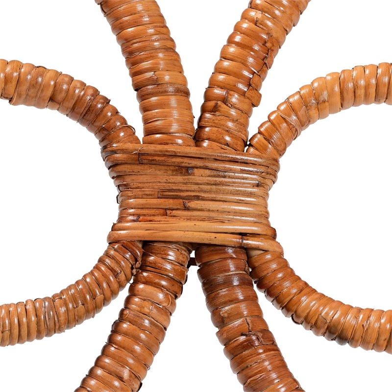 bali & pari Trenton 5-Piece Rattan Dining Set Round Wicker Table Light Honey