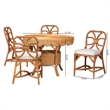 bali & pari Trenton 5-Piece Rattan Dining Set Round Wicker Table Light Honey