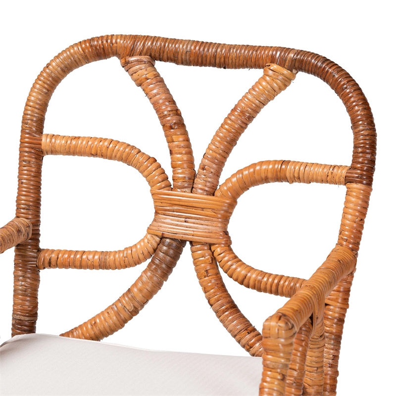 bali & pari Trevor 5-Piece Rattan Dining Set Round Wicker Table Light Honey