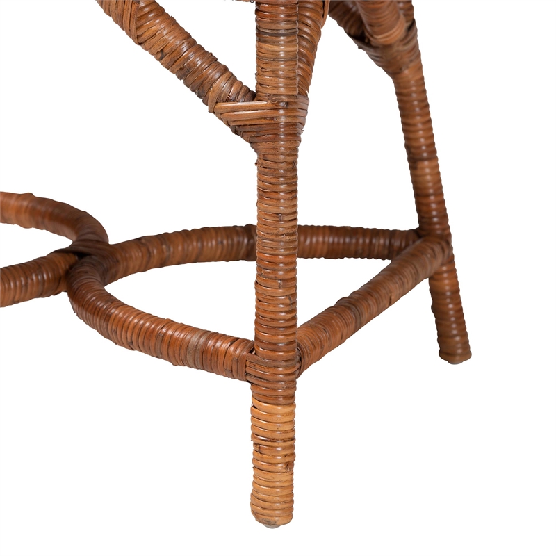 bali & pari Trevor 5-Piece Rattan Dining Set Round Wicker Table Light Honey