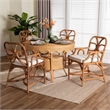 bali & pari Trevor 5-Piece Rattan Dining Set Round Wicker Table Light Honey