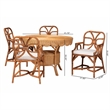 bali & pari Trevor 5-Piece Rattan Dining Set Round Wicker Table Light Honey