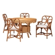 bali & pari Trevor 5-Piece Rattan Dining Set Round Wicker Table Light Honey