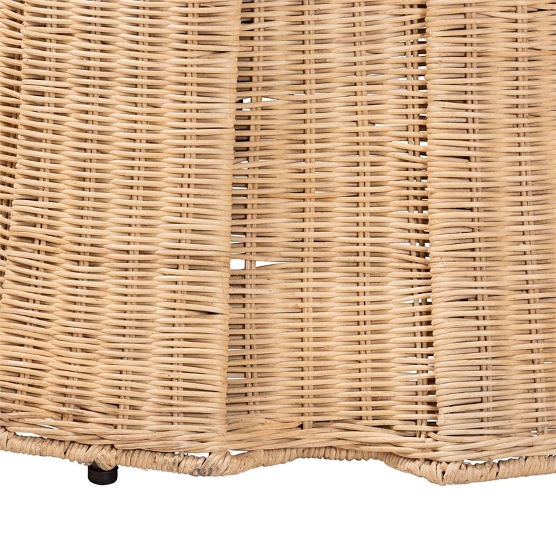 bali & pari Ying Round Natural Rattan Ottoman with Cushion