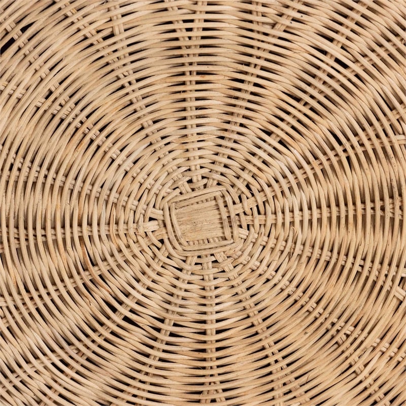 bali & pari Ying Round Natural Rattan Ottoman with Cushion