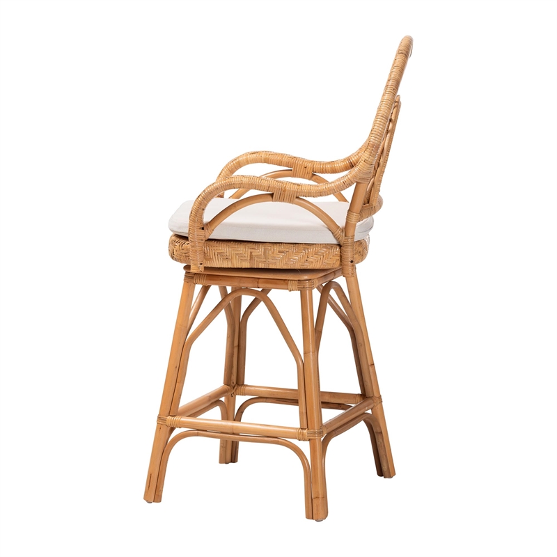 bali & pari Adam Natural Rattan Counter Stool with Cushion