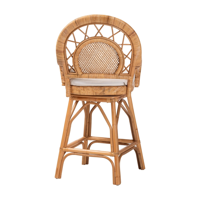bali & pari Adam Natural Rattan Counter Stool with Cushion