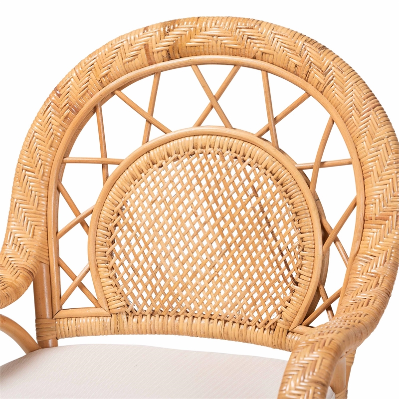 bali & pari Adam Natural Rattan Counter Stool with Cushion