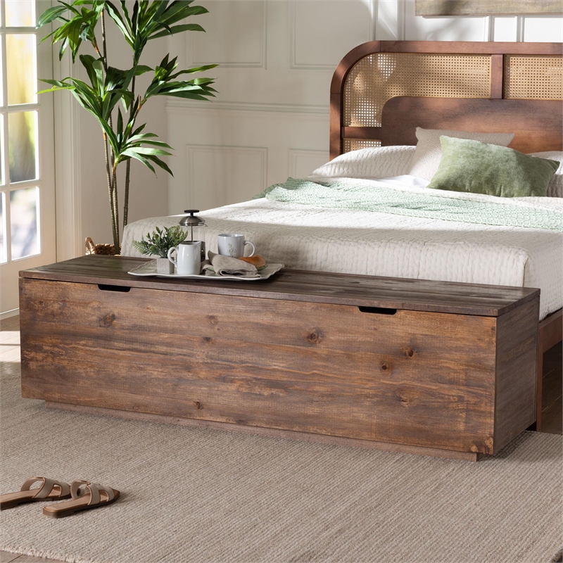 bali & pari Alfonso Wood Storage Trunk with Hinged Lid