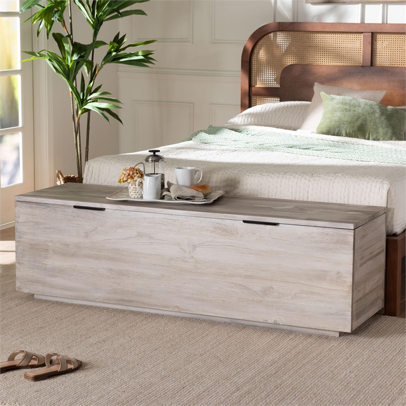 bali & pari Alvaro Wood Storage Trunk with Hinged Lid