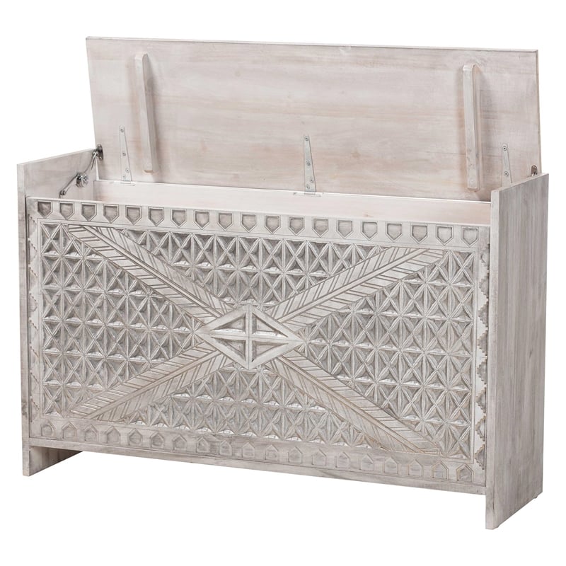 bali & pari Amado Wood Storage Trunk with Carved Front Panel