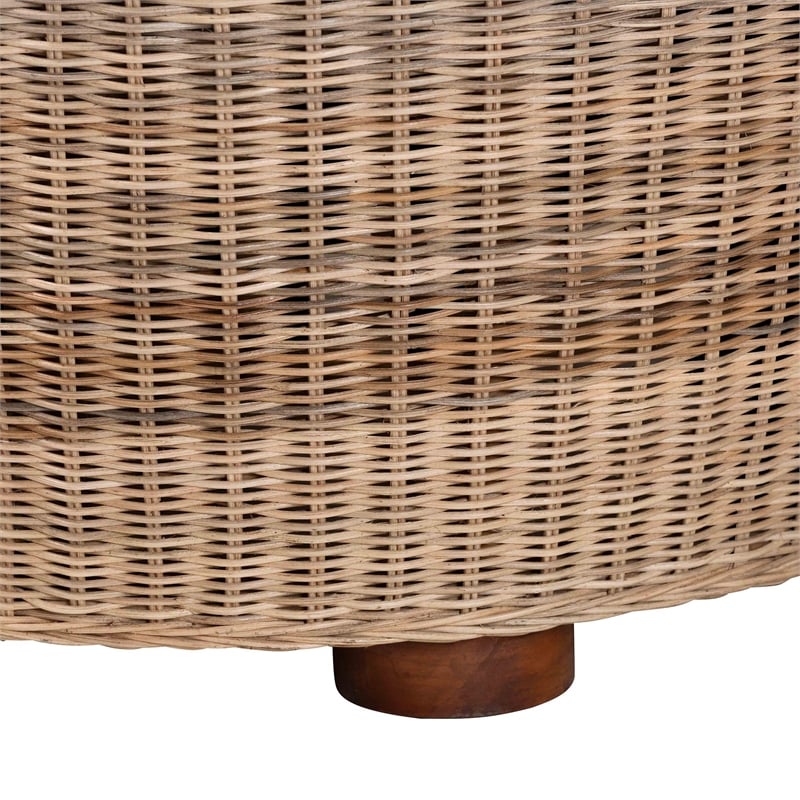bali & pari Hosanna Natural Rattan Coffee Table Handwoven Wicker Accent Table