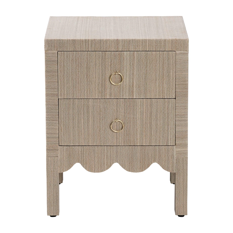 bali & pari Juniper Grasscloth Nightstand with Scalloped Base