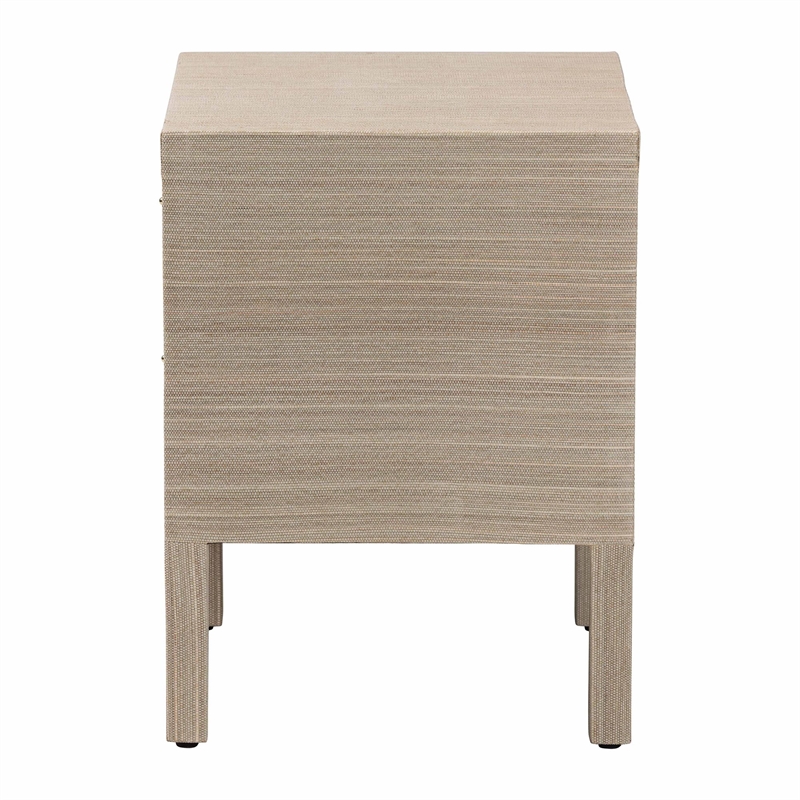 bali & pari Juniper Grasscloth Nightstand with Scalloped Base