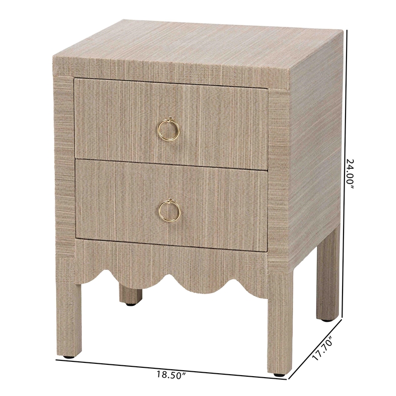 bali & pari Juniper Grasscloth Nightstand with Scalloped Base