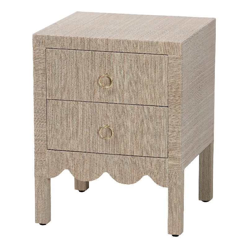bali & pari Juniper Grasscloth Nightstand with Scalloped Base