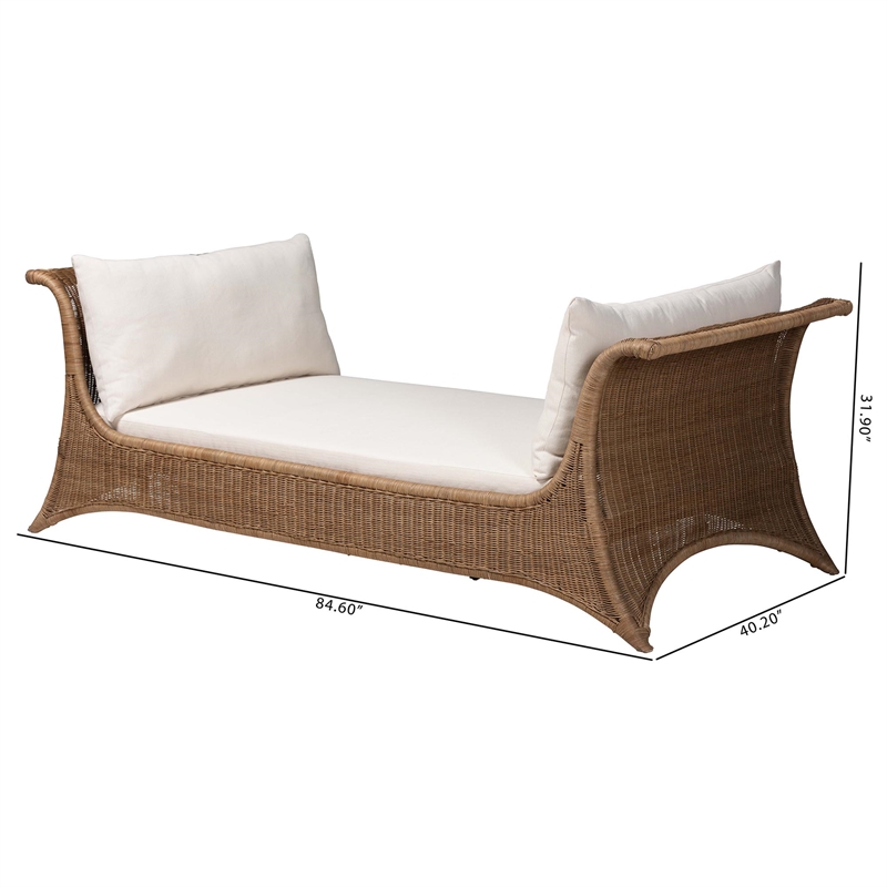 bali & pari Kalisha Natural Rattan Daybed with Cushions