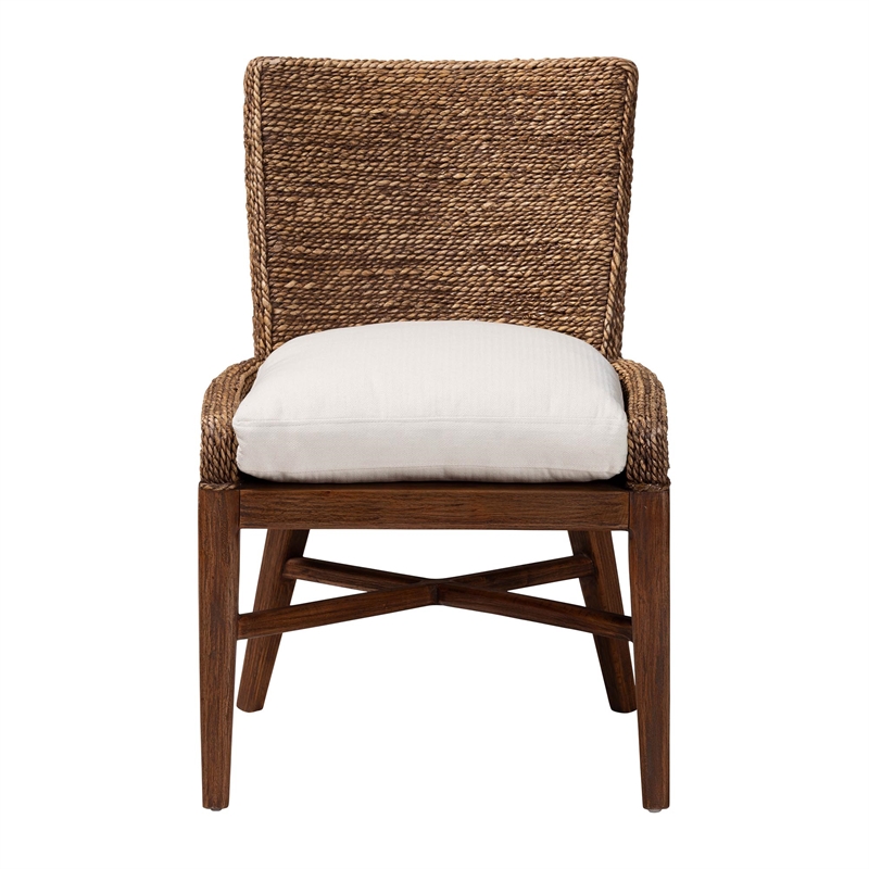 bali & pari Ridley Seagrass Dining Chair with Mahogany Wood Frame Brown Wash