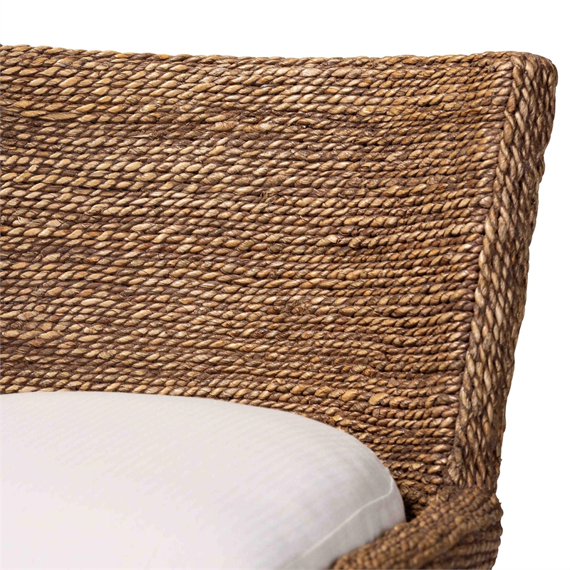 bali & pari Ridley Seagrass Counter Stool with Mahogany Wood Frame Brown Wash