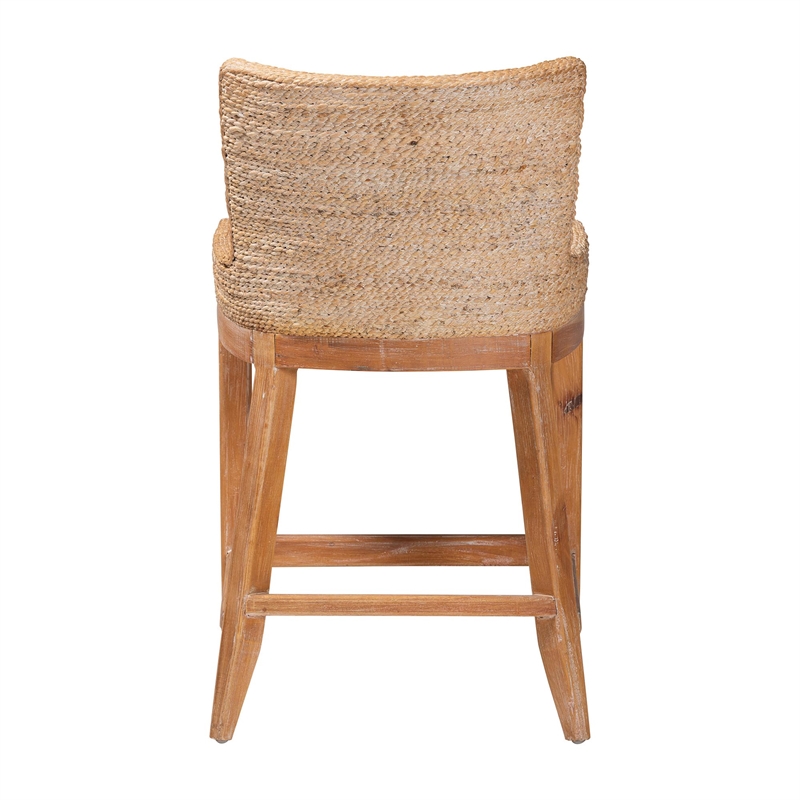 bali & pari Ridley Seagrass Counter Stool with Mahogany Wood Frame Whitewash