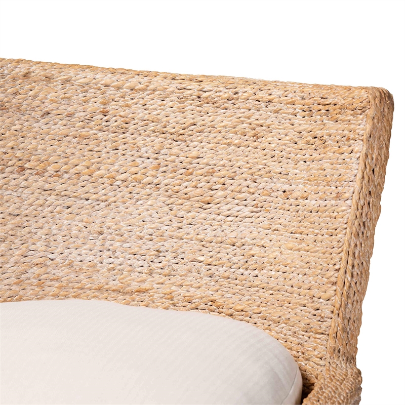 bali & pari Ridley Seagrass Counter Stool with Mahogany Wood Frame Whitewash
