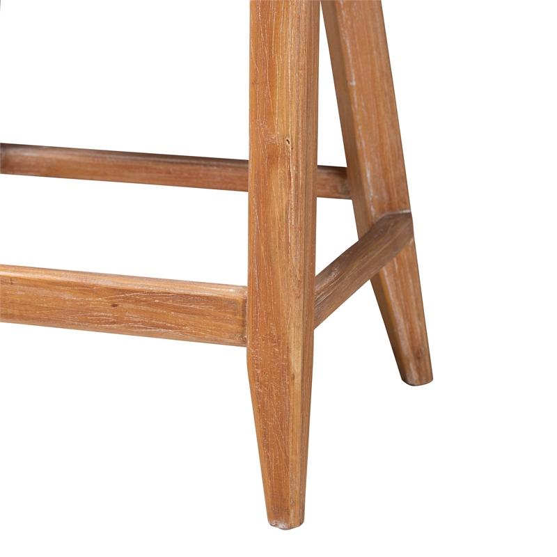 bali & pari Ridley Seagrass Counter Stool with Mahogany Wood Frame Whitewash