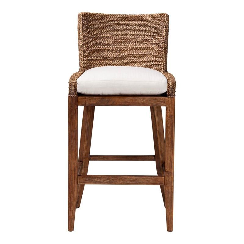 bali & pari Ridley Seagrass Bar Stool with Mahogany Wood Frame Brown Wash