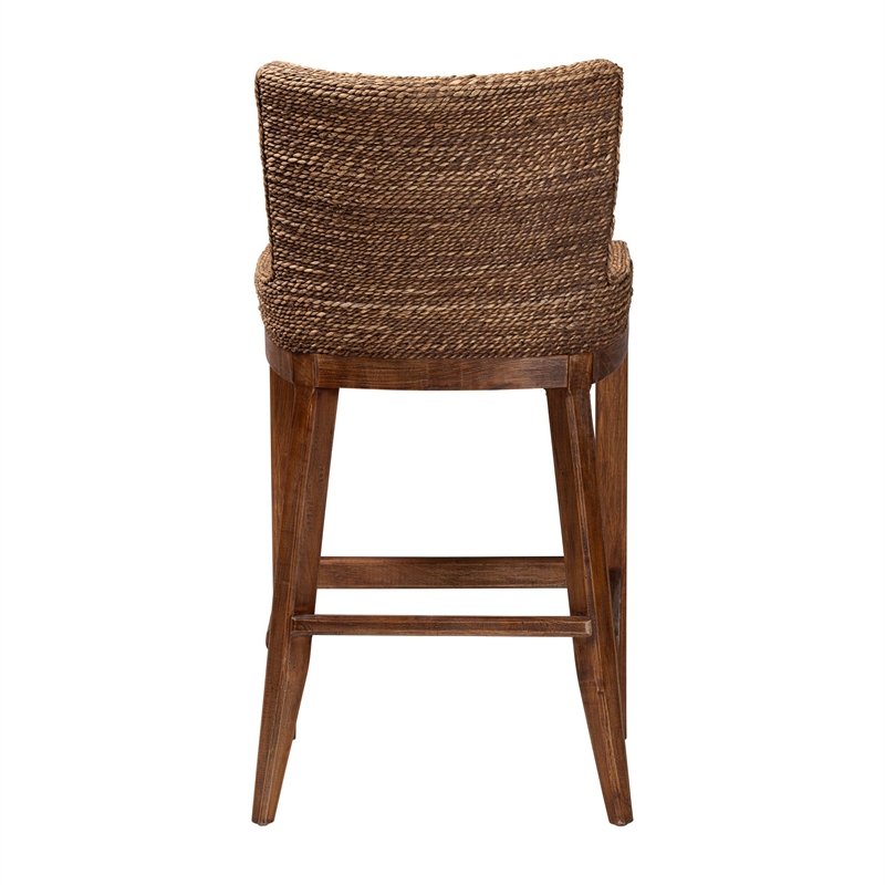 bali & pari Ridley Seagrass Bar Stool with Mahogany Wood Frame Brown Wash