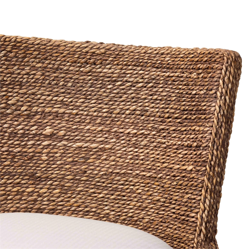 bali & pari Ridley Seagrass Bar Stool with Mahogany Wood Frame Brown Wash