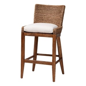 bali & pari Ridley Seagrass Bar Stool with Mahogany Wood Frame Brown Wash