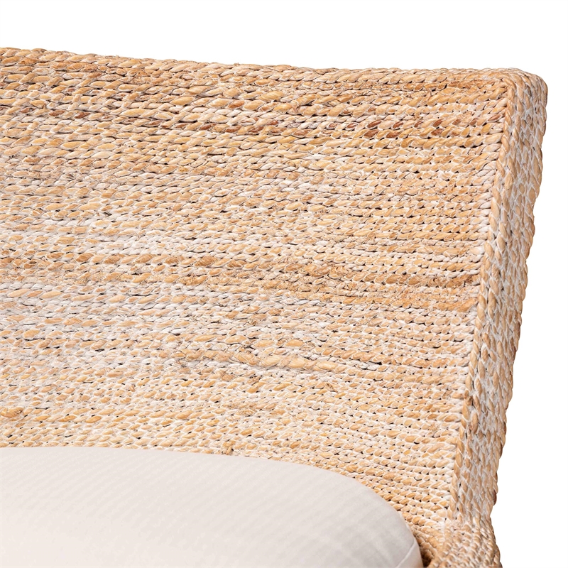 bali & pari Ridley Seagrass Bar Stool with Mahogany Wood Frame Whitewash