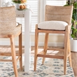 bali & pari Ridley Seagrass Bar Stool with Mahogany Wood Frame Whitewash