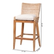 bali & pari Ridley Seagrass Bar Stool with Mahogany Wood Frame Whitewash