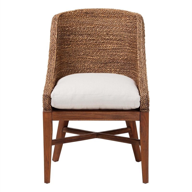 bali & pari Jasper Seagrass Dining Chair with Mahogany Wood Frame Brown Wash