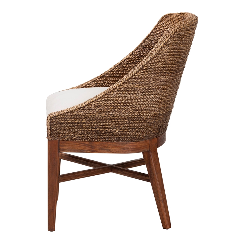 bali & pari Jasper Seagrass Dining Chair with Mahogany Wood Frame Brown Wash