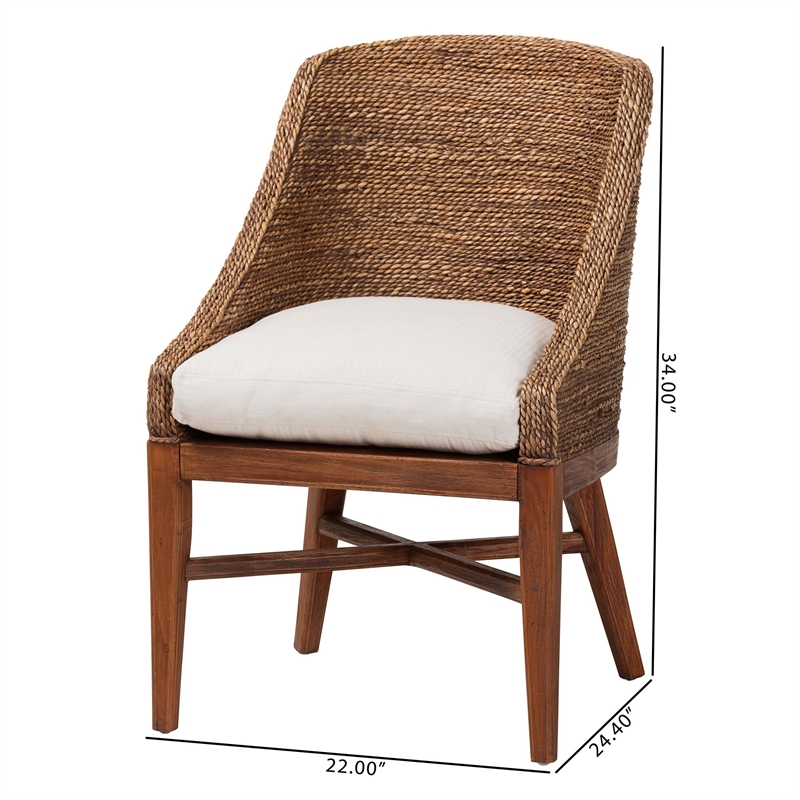bali & pari Jasper Seagrass Dining Chair with Mahogany Wood Frame Brown Wash