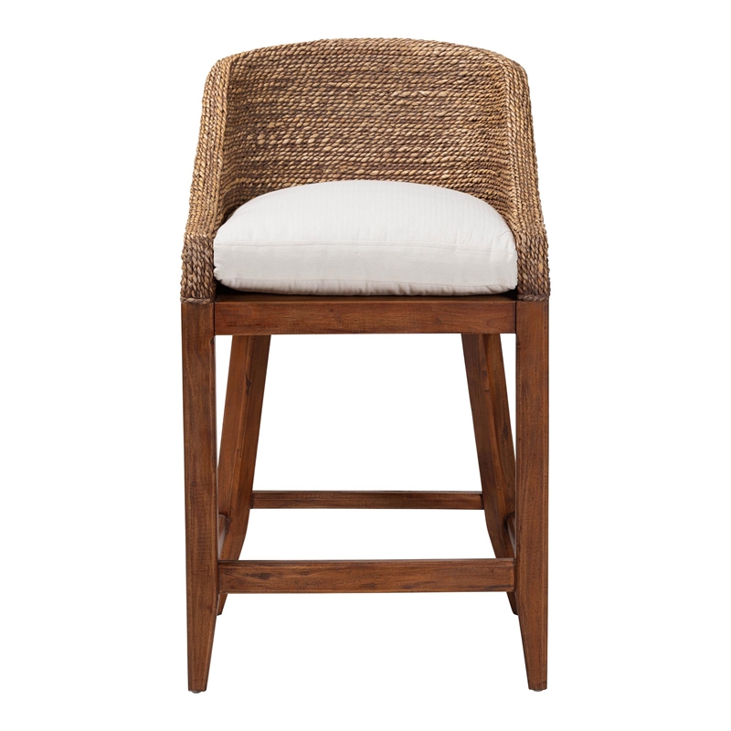bali & pari Jasper Seagrass Counter Stool with Mahogany Wood Frame Brown Wash
