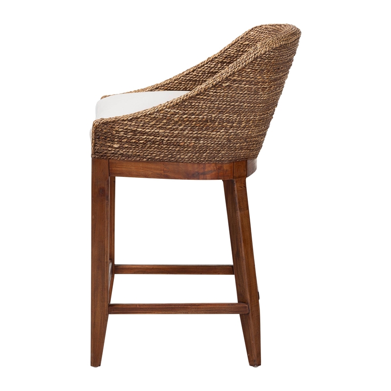 bali & pari Jasper Seagrass Counter Stool with Mahogany Wood Frame Brown Wash