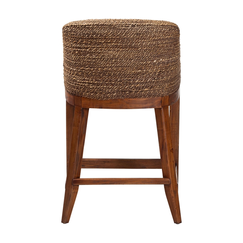 bali & pari Jasper Seagrass Counter Stool with Mahogany Wood Frame Brown Wash
