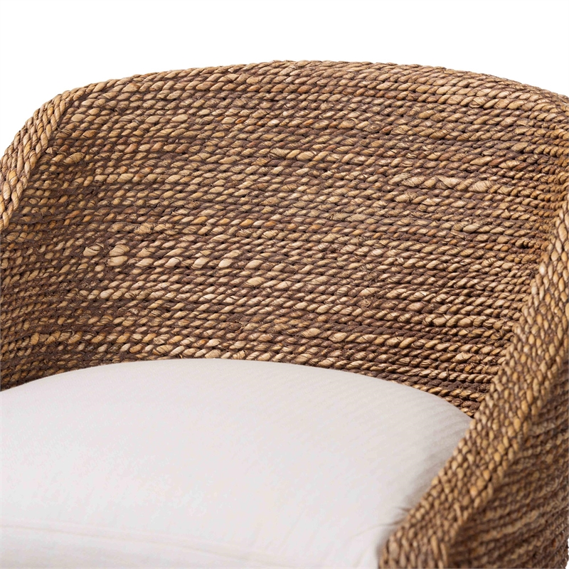bali & pari Jasper Seagrass Counter Stool with Mahogany Wood Frame Brown Wash