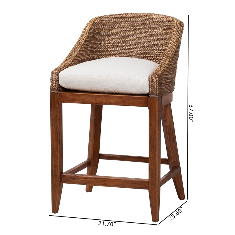 bali & pari Jasper Seagrass Counter Stool with Mahogany Wood Frame Brown Wash