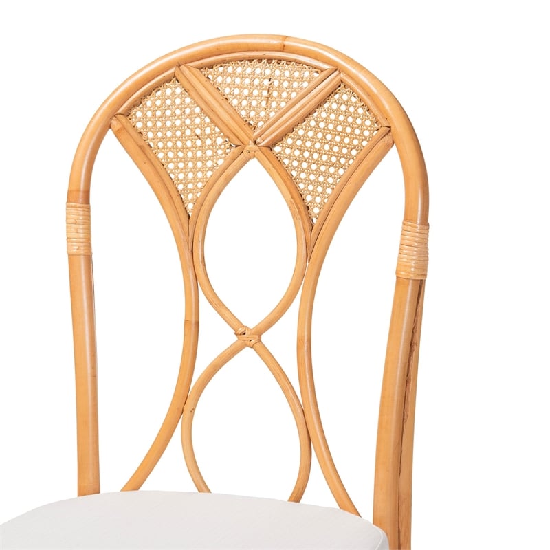 bali & pari Walker 5-Piece Natural Rattan Dining Set Handwoven Wicker Set