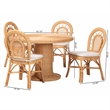 bali & pari Walker 5-Piece Natural Rattan Dining Set Handwoven Wicker Set