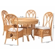 bali & pari Tony 5-Piece Natural Rattan Dining Set with Round Table and 4 Chairs