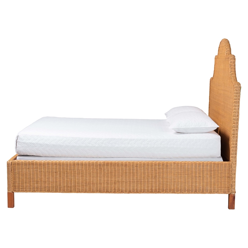 bali & pari Melanie Natural Rattan Bed Coastal Boho Bed Frame King