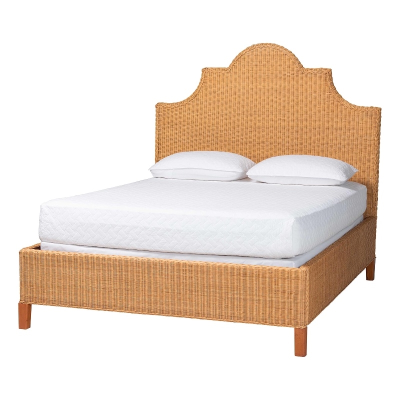 bali & pari Melanie Natural Rattan Bed Coastal Boho Bed Frame King
