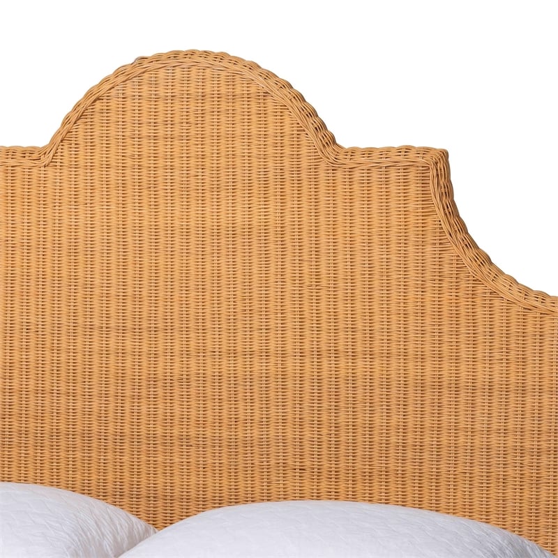bali & pari Melanie Natural Rattan Bed Coastal Boho Bed Frame Queen